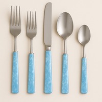 Ensemble de couverts en acier miroir 5 pièces rose vadrouille poignée en acier inoxydable cuillère à dîner fourchette couteau ustensile de Table pour les mariages