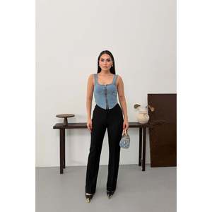 Bustier en jean avec fermeture éclair 411 - Bleu moyen - Product Image 2
