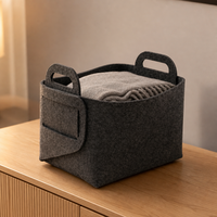 Boîte de rangement en feutre écologique OEM en gros avec poignées, panier pliable grande capacité pour l'organisation domestique