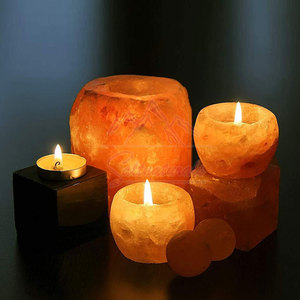 Best Quality Himalayan Salt Candle Holder Authentic Himalayan Salt Candle Holder 400g–600g Pakistan Made - Product Image 2