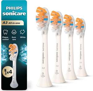 Têtes de brosse à dents électriques de rechange authentiques Philips Sonicare A3 tout-en-un, blanches, lot de 4, pour une utilisation d'un an, HX9094/65 - Product Image 1