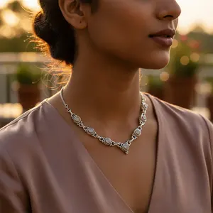 Collar de Plata 925 con Piedra Lunar para Mujer, Colgantes y Dijes Finos, Joyería con Piedras Preciosas - Product Image 3