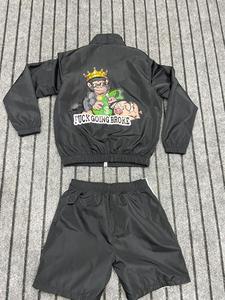 Oem <b>Men</b> Sets Two Piece Custom Windbreaker Shorts and Jacket Reflective <b>Zip</b> <b>up</b> Nylon Two Piece Windbreaker Short Set - Product Image 2