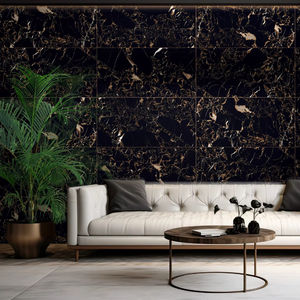 Carreaux de sol en porcelaine haute brillance 600x1200mm - Design moderne européen couleur noir doré antidérapant antibactérien 9MM d'épaisseur pour intérieur - Product Image 1