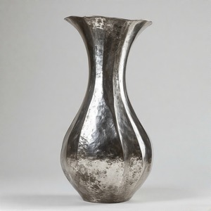 NickelShine Textured Vase with Polished <b>Silver</b> Finish Tone Floor Vase Floral Embossed Design Home Decor Accent Statement - Product Image 6