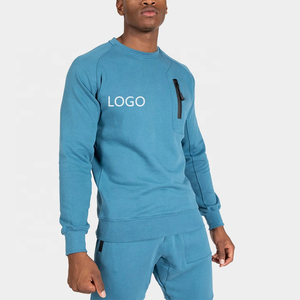 Suéter de cuello redondo Atlético personalizado para hombre, sudadera con cremallera y bolsillo en el pecho, ajuste regular, liso, algodón, poliéster, deporte personalizado - Product Image 1