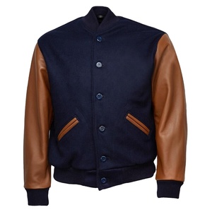 Venta al por mayor en blanco de lana cuerpo de cuero mangas Letterman Varsity chaqueta CollegeBaseballjacket para hombres DDP envío - Product Image 1