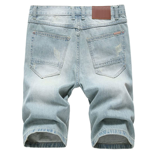 Short en jean déchiré bleu clair pour homme, pantalon court d'été décontracté, longueur genou, vêtements d'été 2025 - Product Image 2