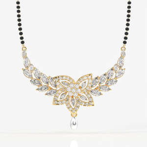 Mangalsutra de Oro de 18K para Mujer con Diamantes de Moissanita de Corte Redondo y Marquesa, Joyería Cultural Coleccionable - Product Image 1