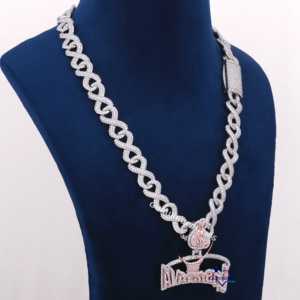 Luxueux Hip Hop coupe ronde Moissanite diamant breloque faite à la main glacé 925 pendentif chaîne en argent Sterling pour hommes - Product Image 4