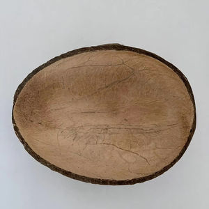 Cuenco de cáscara de coco ovalado de 150ml semipulido japonés hecho a mano, plato de servicio biodegradable para el hogar, Cocina, Restaurante - Product Image 1