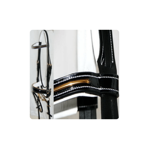 Cuir GOLD PING NOIR BRILLANT Confort BLANC Rembourré Dressage Bride Western Cuir Brides léger - Product Image 1