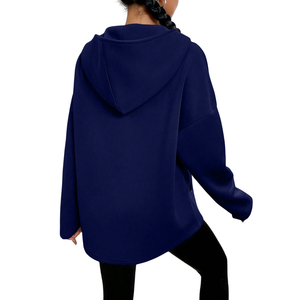 Custom Women's Half Zip Front Solid Fleece Sweatshirt Oversized Long Sleeve Pullover Casual <b>Winter</b> <b>Hoodie</b> Soft Warm Loose Fit - Product Image 2