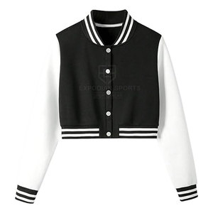 Women Winter Crop Top Letterman Jackets 100% Cotton Eco-Friendly Quick Dry Breathable Pakistan Made - Product Image 1