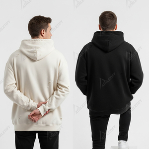 Sudadera con Capucha Desgastada para Hombre con Detalles Desgarrados, Impresión Digital y Acabado de Calidad, Sudadera Informal de Estilo Urbano, Mezcla de Algodón, Corte Holgado - Product Image 3