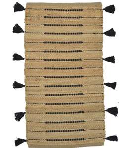 Tapis de chevet en jute Beau tapis Tapis de chambre à coucher Tapis unique avec boucles noires pour une décoration intérieure élégante - Product Image 6