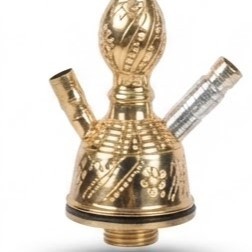 Cachimba Doble de Lujo Egipcia de Latón Macizo con Base de Vidrio Pintada a Mano - Product Image 3