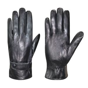 Gants en cuir d'hiver Gants de conduite en cuir de mouton coupe-vent pour hommes Gants de moto en cuir classiques - Product Image 2