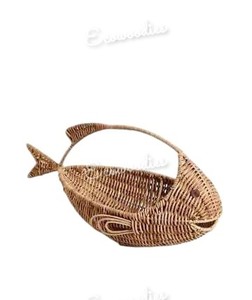 Cesta de almacenamiento tejida de mimbre con forma de pez creativa, cesta de frutas y verduras, decoración del hogar para pan, aperitivos, artículos para el hogar, marrón claro - Product Image 6