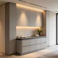 Aparador de Mármol de Estilo Italiano de Lujo para Restaurante, con Cubierta de Mármol, Madera de Roble Maciza, Cajones Multifuncionales, Ecológico, de Gran Capacidad y Personalizable