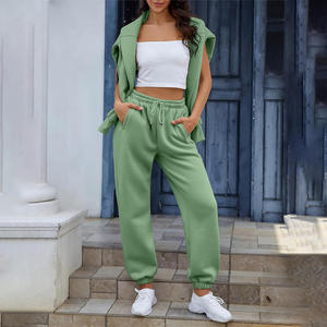 Sudadera recortada para mujer, traje personalizado de dos piezas con personalización de logotipo, ropa deportiva cómoda y elegante para entrenamiento - Product Image 2