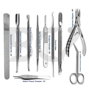 Ciseaux à cuticules incarnés Clipper Skin Remover Nails Pusher Lifter Tools 10 Piece Chiropody Podologie Instruments Kit - Product Image 6