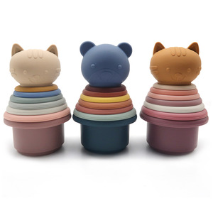 Offres Spéciales enfants jouet de bain enfant <span class=keywords><strong>en</strong></span> bas âge jouet d'apprentissage Silicone empileur jouet <span class=keywords><strong>arc</strong></span>-<span class=keywords><strong>en</strong></span>-<span class=keywords><strong>ciel</strong></span> anneaux empilables tour jeu blocs ensembles - Product Image 3