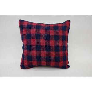 Red Vintage Ikat-Style Wool Pillow 14x14 Inch Soft Fluffy Square <b>Cushion</b> for Outdoor or Home Use <b>Christmas</b> Decorative Feature - Product Image 1