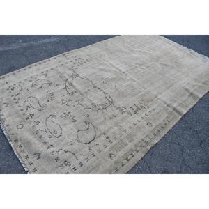 Turkish 5.9x10 ft <b>Rug</b>, Large Vintage <b>Rug</b>, Gray <b>Black</b> Floral Wool <b>Rug</b> - Product Image 2