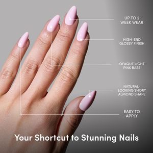 Ongles à presser - Amande courte, faux ongles brillants, <span class=keywords><strong>kit</strong></span> complet de 30 pièces |   Ongles press-on rose bonbon en 15 tailles. Colle brillante - Product Image 3