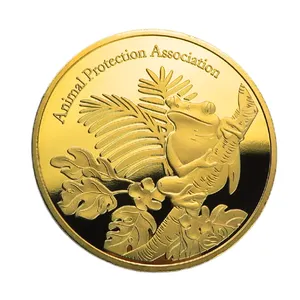 Moneda conmemorativa de metal dorado brillante con logotipo personalizado de alta calidad