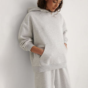 Sweat à capuche surdimensionné pour femme gris chiné de qualité supérieure 100% coton Streetwear épaule tombante polaire douce Logo personnalisé sweats à capuche pour femmes - Product Image 1