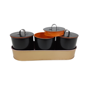 Bandeja ovalada decorativa a granel al por mayor con 3 recipientes de hierro de color dorado para utensilios de cocina, vajilla hecha a mano, bandeja para servir alimentos - Product Image 6