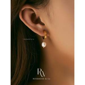 Orecchini Pendenti con Perle d'Acqua Dolce Placcati in Oro, Orecchini con Perle Autentiche, Regalo per Lei o per la Mamma - Product Image 4