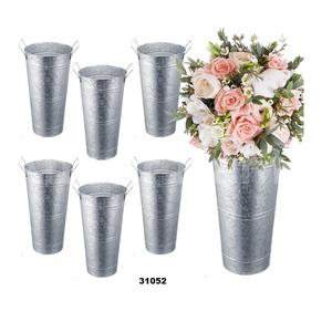 Cubo galvanizado de 6 uds., barra de flores, Cubo de Flores de 10 pulgadas y jarrón de Metal con asas, cubos de flores, jarrones de granja para boda - Product Image 1