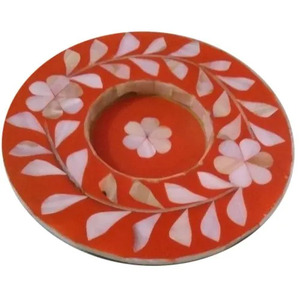 Sous-verre artisanal en coquillage, travail authentique d'artistes, incrustation de nacre, provenance d'Inde - Product Image 1