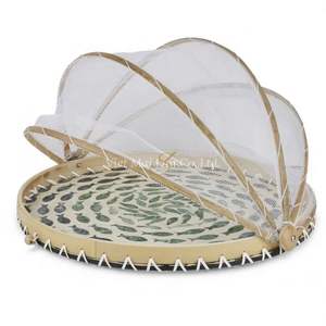 ฝาครอบอาหารสไตล์คลาสสิกทำจากเปลือกหอยมุกธรรมชาติสำหรับโต๊ะอาหาร ป้องกันอาหารและตกแต่งภายใน นำเข้าจากเวียดนาม - Product Image 1