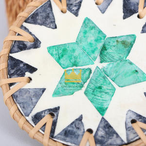 Pas cher Prix coloré rotin coquille thé café tapis tissé à la main rotin coquille sous-verres napperon coussin isolant décoratif - Product Image 3