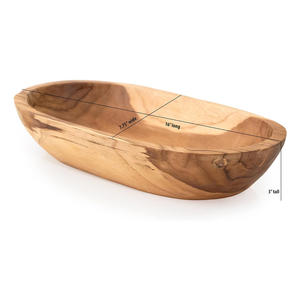 Bol ovale en bois de teck salade chips Fruits noix Table basse plateau décoratif utilisation polyvalente servant affichage stockage fête - Product Image 5