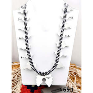 Collar Naja Hecho a Mano del Valle Esmeralda del Suroeste con Turquesa Blanca y Plata de Ley, Joyería Cultural Coleccionable - Product Image 4