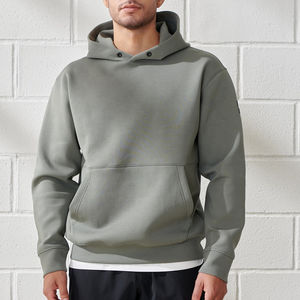 Sweat à capuche pour homme de luxe, coupe classique, extensible dans les 4 sens, tricoté en coton et fibre de bambou, streetwear, broderie personnalisée, fermeture éclair sur le devant - Product Image 4