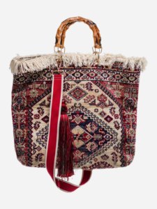 Sac en toile bohème avec motif géométrique et poignées, bandoulière à pompons rouges, grande capacité pour femme, usage quotidien - Product Image 2