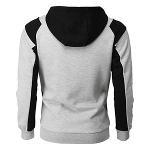 เสื้อฮู้ดสำหรับผู้ชายแบบมีซิปหลากสีแผงสีดำสีเทาสีเทาแบบกำหนดเองสำหรับผู้ใหญ่ - Product Image 5
