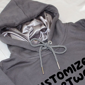 Sweat à capuche 100% coton hommes Streetwear blanc uni tricoté impression numérique 350 grammes Satin doublé Double couche écologique hiver - Product Image 4