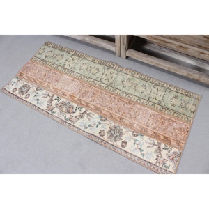 Turkish 2x4.5 ft Rug, Vintage Rug, <b>Brown</b> Moroccan <b>Wool</b> Rug - Product Image 2