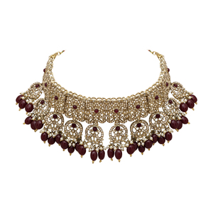 ชุดสร้อยคอช็อกเกอร์ชุบ Mehandi AD สี่เหลี่ยมไร้เวลาย้อนกลับ - Product Image 4