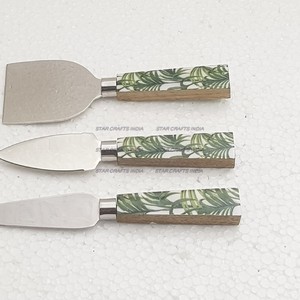 Noir et blanc motif fleuri poignée en résine couverts occidentaux cuillère fourchette couteau vaisselle gâteau serveur dîner ensemble - Product Image 2