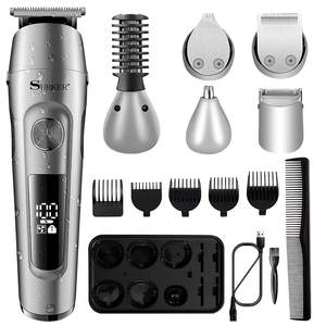 Kit de Recortadora de Barba Eléctrica Recargable por USB para Hombre, Inalámbrica, para Recortar el Cabello, Afeitar, Recortar el Vello de la Nariz y el Cuerpo - Product Image 1