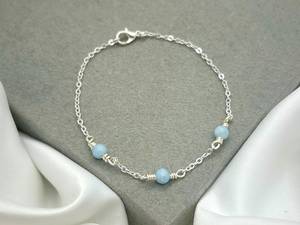 Bracelet aigue-marine mars pierre de naissance bijoux en cristal de guérison pour les femmes cadeau de pierre apaisante pour son accessoire fait main - Product Image 3