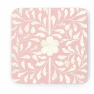 Ensemble de dessous-de-verre en os et bois incrustés, motif à carreaux, faits à la main, pour tasses, table à manger et décoration de cuisine, noyer - Product Image 6